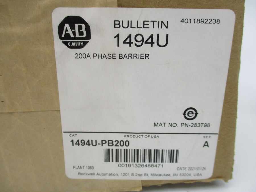 ALLEN BRADLEY 1494U-PB200 SER. A (BR/WH) NSMP