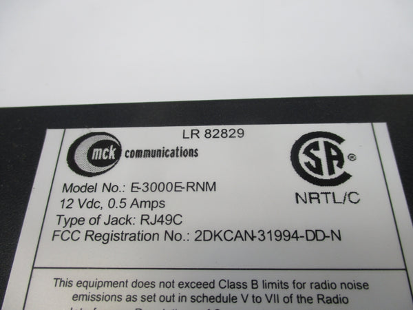 MCK COMMUNICATIONS E-3000E-RNM 120VAC NSNP