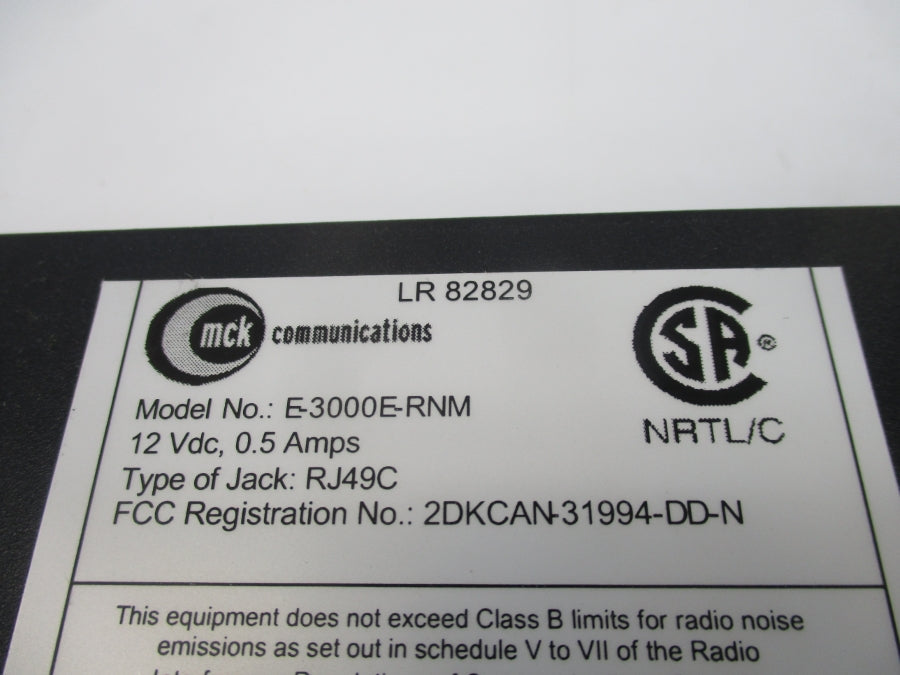 MCK COMMUNICATIONS E-3000E-RNM 120VAC NSNP