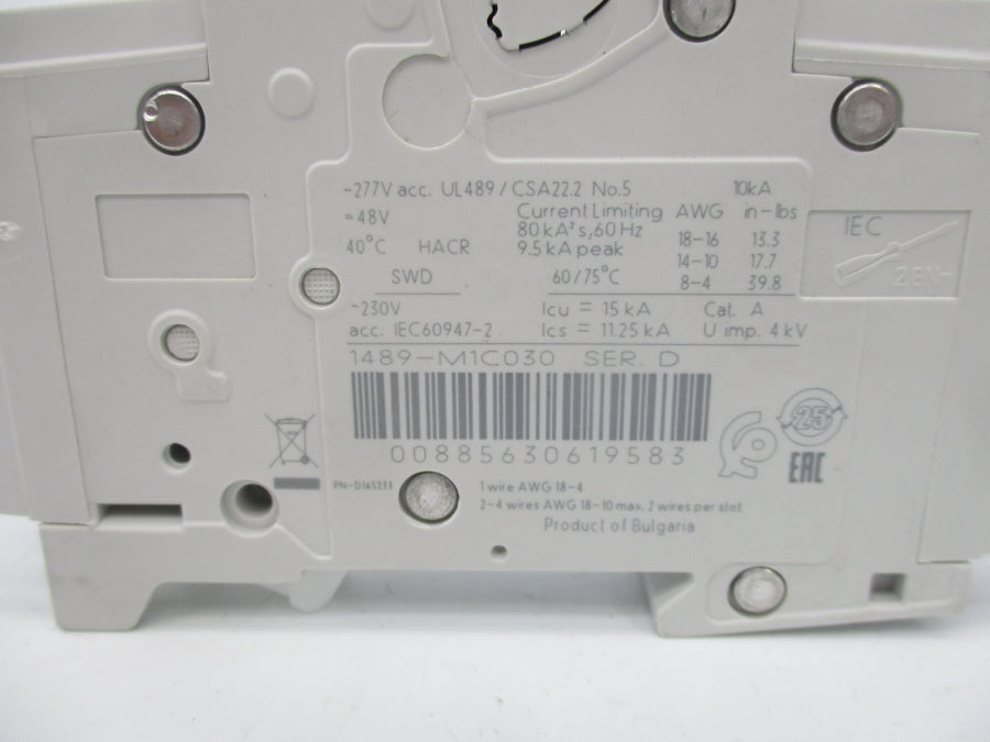 ALLEN BRADLEY 1489-M1C030 SER. D 277V 3A NSNP