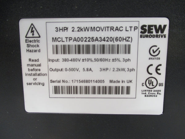 SEW EURODRIVE MCLTPA00225A3420 380-480V NSNP