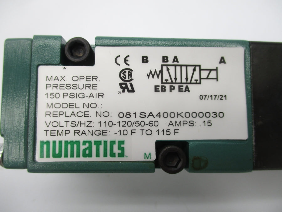 NUMATICS 081SA400K000030 110-120V 0.15A 150PSI NSMP