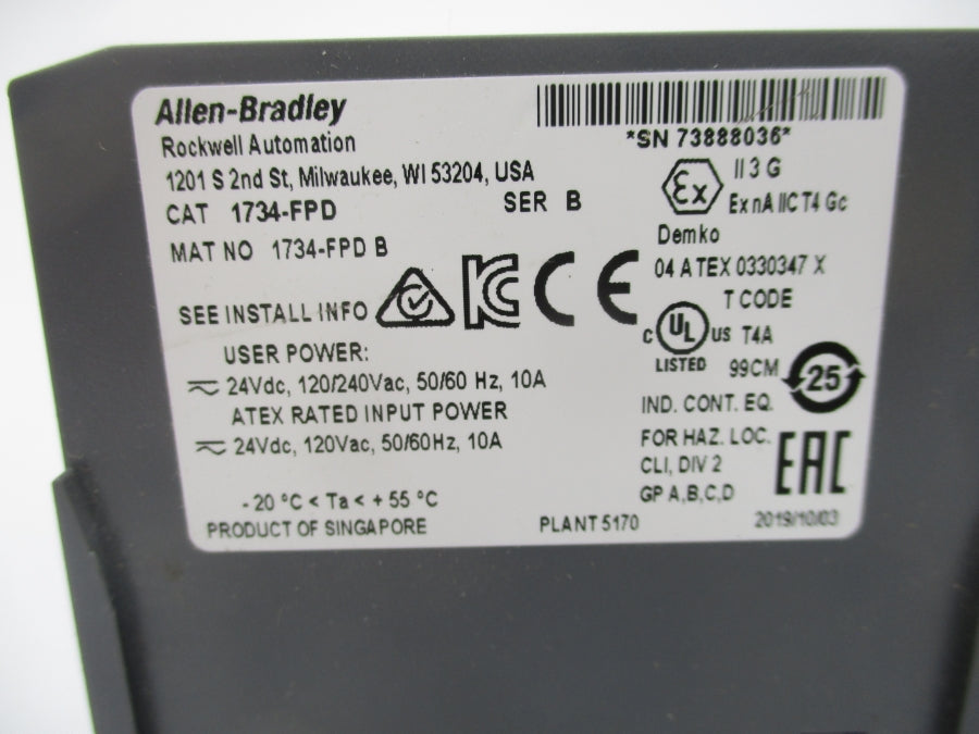 ALLEN BRADLEY 1734-FPD SER. B 120/240VAC 10A NSNP