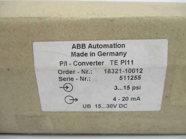 ABB 18321-10012 TE PI11 15-30VDC 3-15PSI NSMP