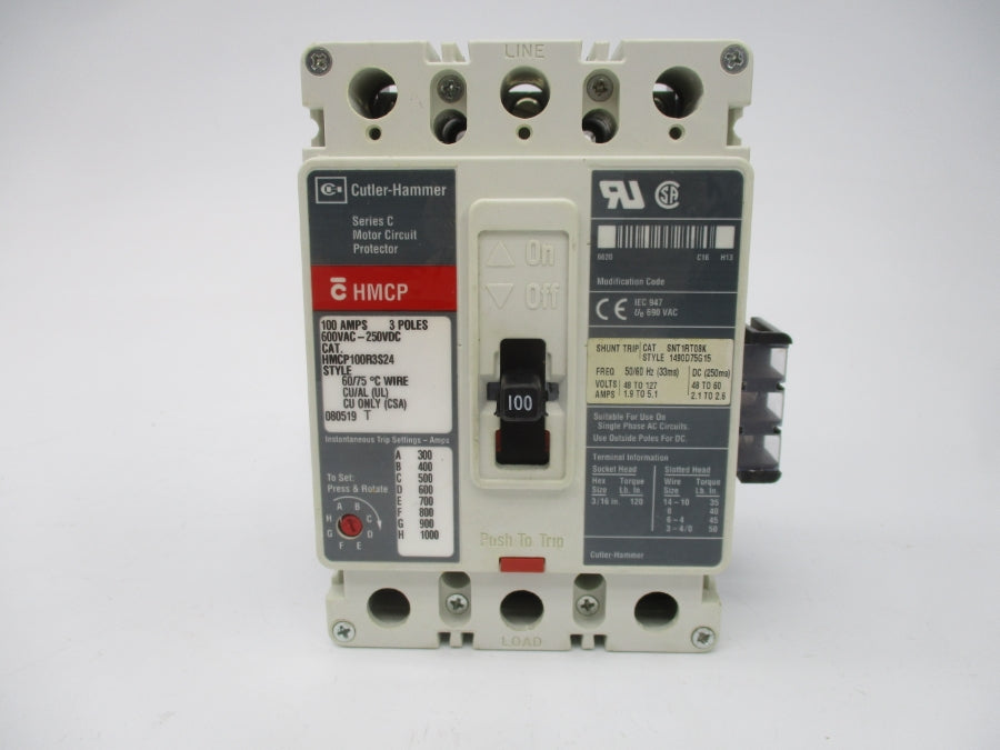 CUTLER HAMMER HMCP100R3S24 600VAC 100A NSMP