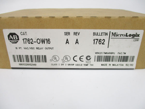 ALLEN BRADLEY 1762-OW16 SER. A DATE: 2003 REV. A (BR/WH) NSFS