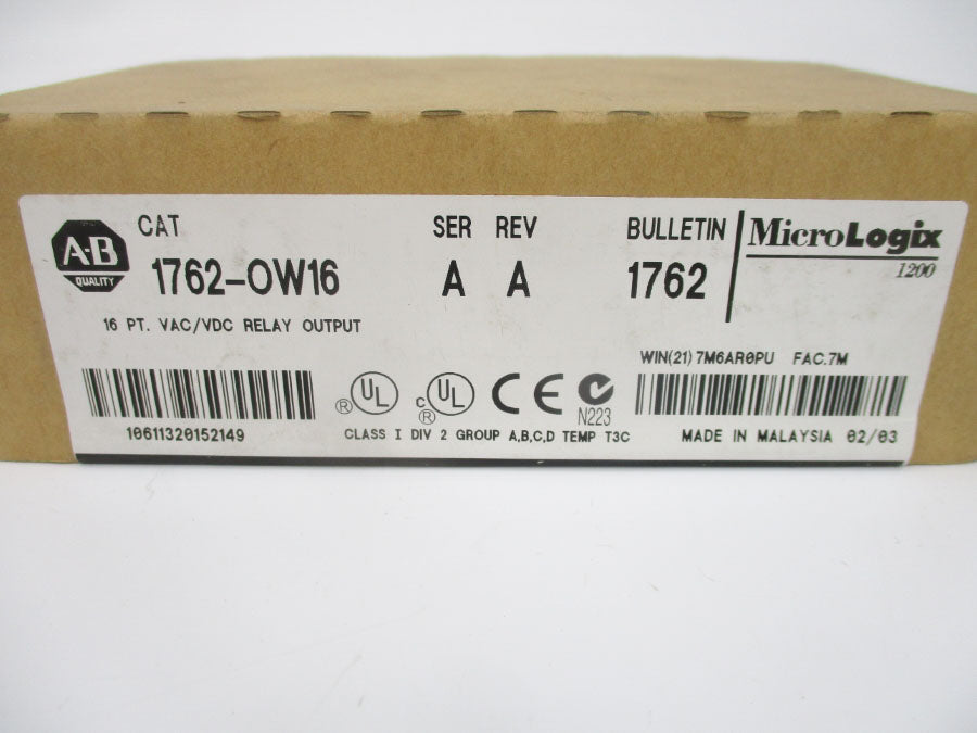ALLEN BRADLEY 1762-OW16 SER. A DATE: 2003 REV. A (BR/WH) NSFS