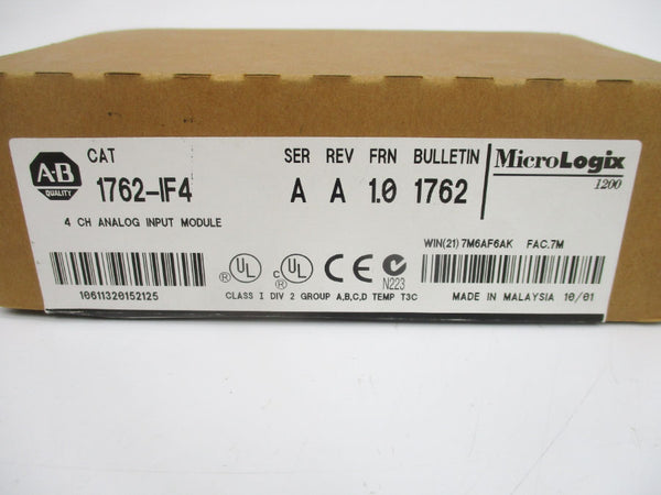 ALLEN BRADLEY 1762-IF4 SER. A F/W 1.0 24VDC 0.05A REV. A (BR/WH) NSMP