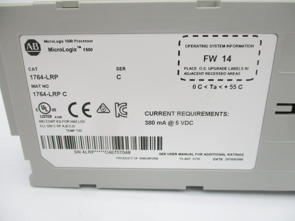 ALLEN BRADLEY 1764-LRP SER. C F/W 14 5VDC (BR/WH) NSMP