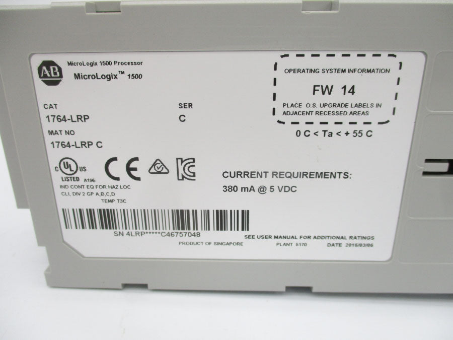 ALLEN BRADLEY 1764-LRP SER. C F/W 14 5VDC (BR/WH) NSMP