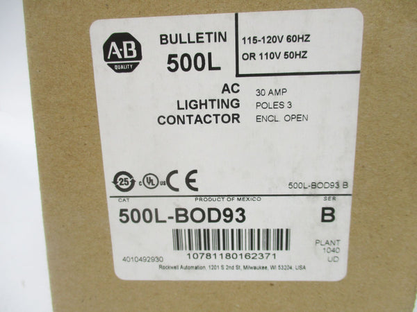 ALLEN BRADLEY 500L-BOD93 SER. B 230-240V 30A (BR/WH) (AS PICTURED) NSMP