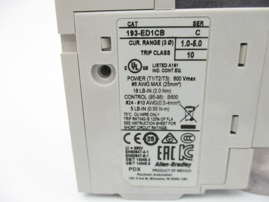 INDUSTRIAL SPARE PART 193-ED1CB SER. C 600V 1.0-5.0A (BR/WH) NSMP