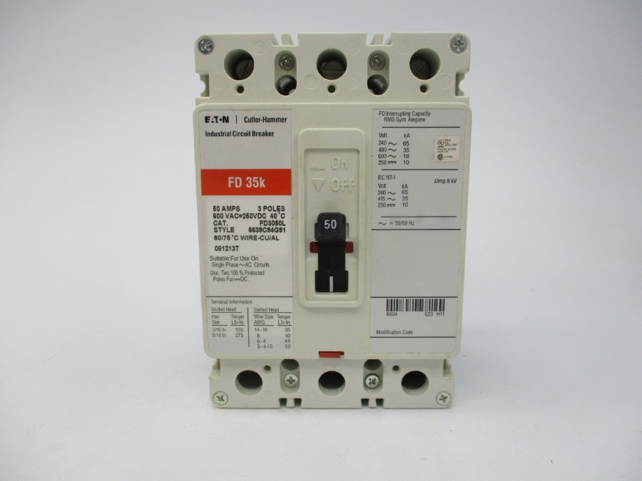 CULTER HAMMER FD3050L SER. C 600VAC 50A NSMP