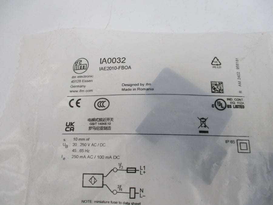 IFM EFECTOR IA0032 IAE2010-FBOA 20-250VAC/DC NSMP