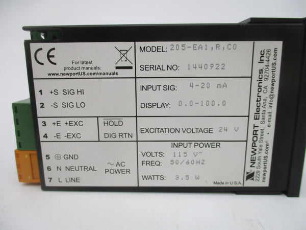 NEWPORT 205-EA1RC0 115VAC 0.0-100.0 NSMP