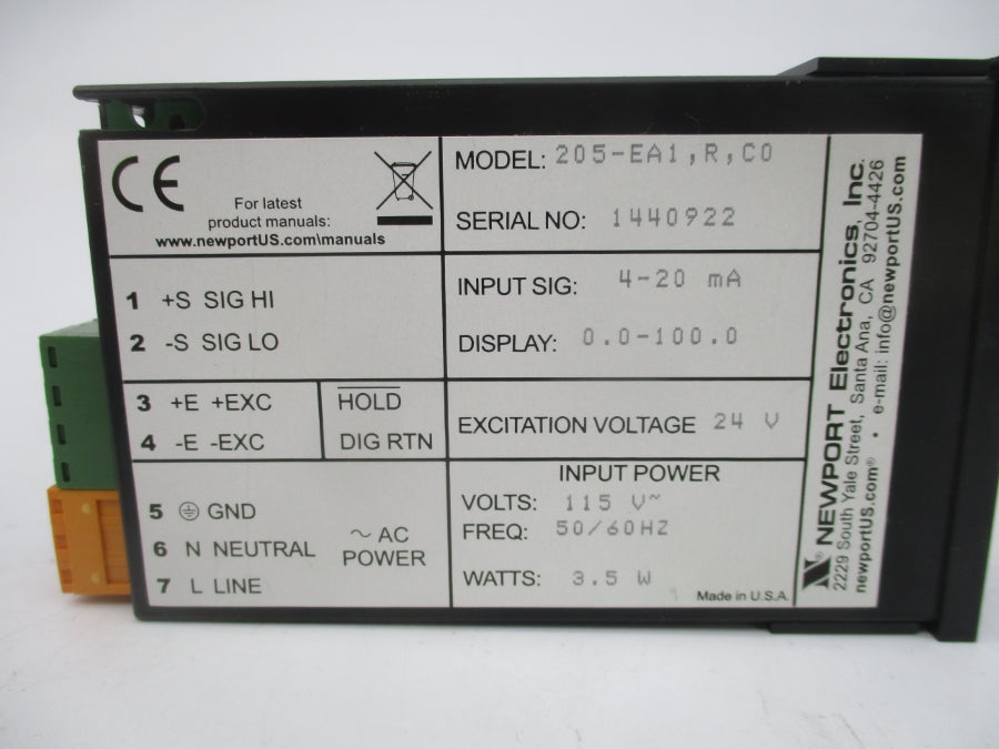 NEWPORT 205-EA1RC0 115VAC 0.0-100.0 NSMP