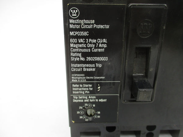 WESTINGHOUSE MCP0358C 600VAC 7A NSNP