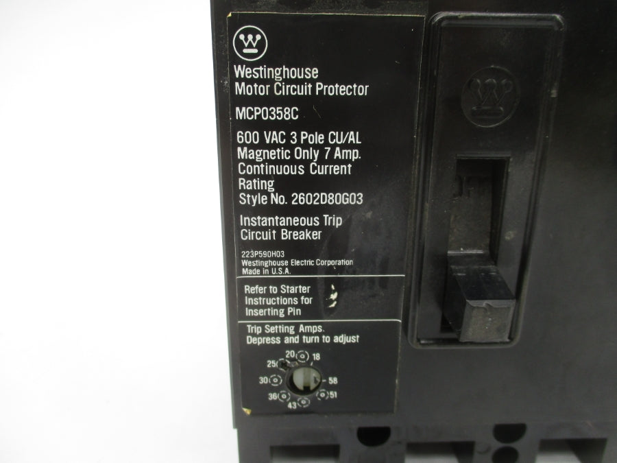 WESTINGHOUSE MCP0358C 600VAC 7A NSNP