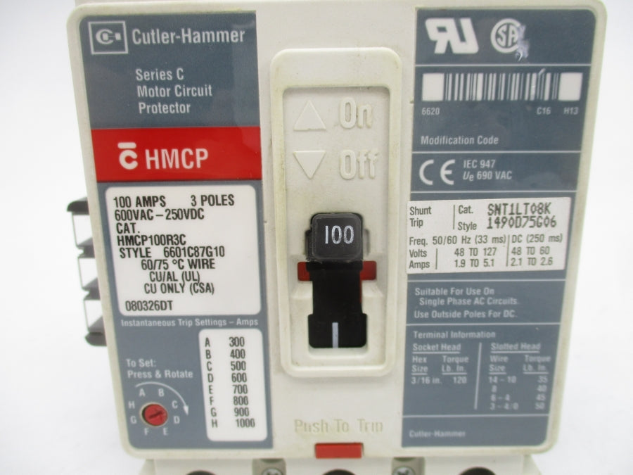 CUTLER HAMMER HMCP100R3C SER. C 600VAC 300-1000A NSNP
