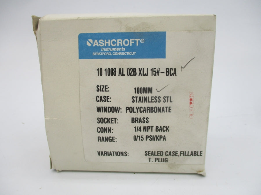 ASHCROFT 101008AL02BXLJ15-BCA 0-15PSI NSMP
