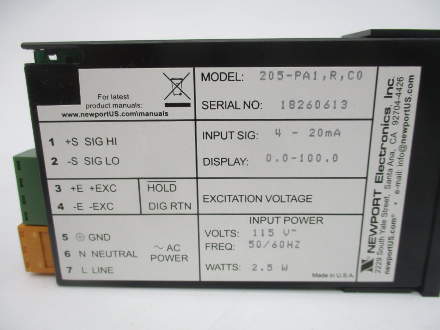 NEWPORT 205-PA1RC0 115V 0.0-100.0 NSMP