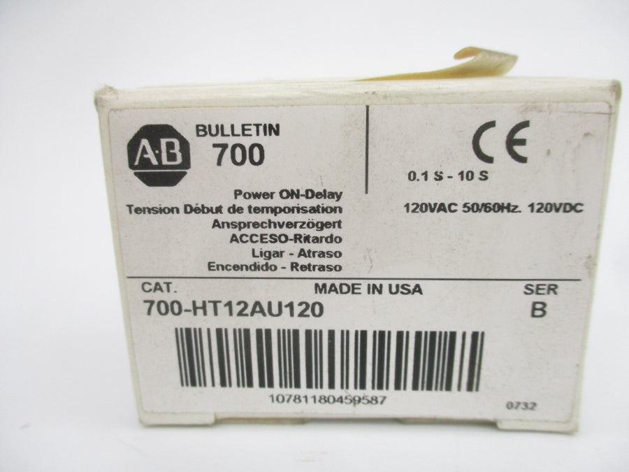 ALLEN BRADLEY 700-HT12AU120 SER. B 120VAC/DC 10A 0.1-10S (WH) NSMP