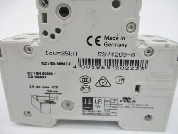 SIEMENS 5SY4203-8 5SY42MCBD3 400V 3A NSNP