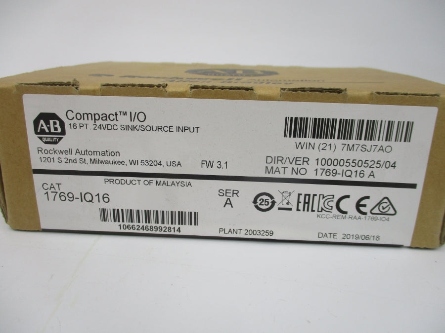 ALLEN BRADLEY 1769-IQ16 SER. A F/W 3.1 DATE: 2019 NSFS