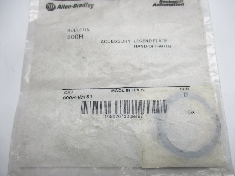 ALLEN BRADLEY 800H-W151 SER. D NSMP