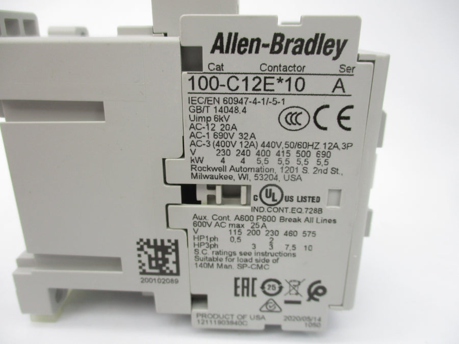 ALLEN BRADLEY 100-C12EJ10 SER. A 24VDC (WH) NSMP