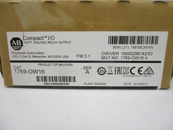 ALLEN BRADLEY 1769-OW16 SER. A F/W 3.1 5-265VAC NSMP