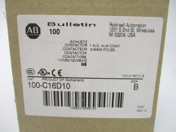 ALLEN BRADLEY 100-C16D10 SER. B 110/120V (BR/WH) NSMP