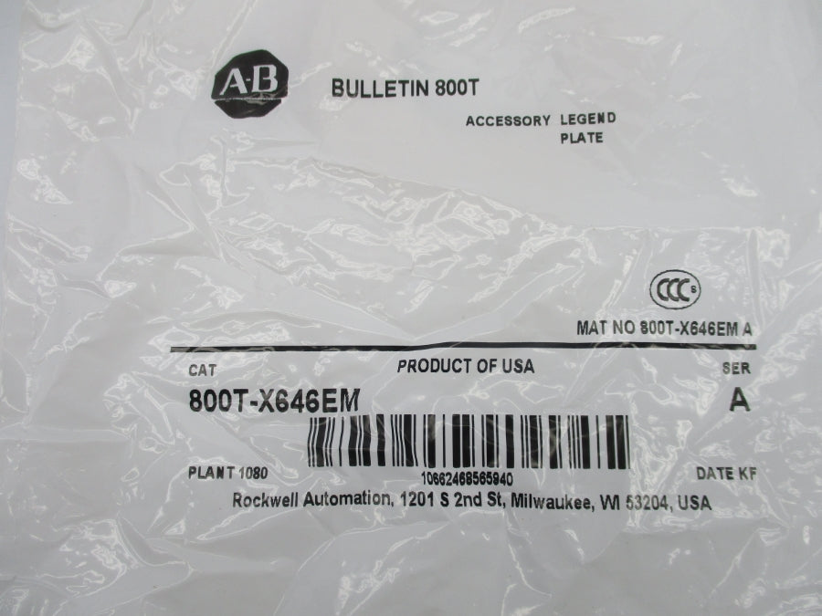 INDUSTRIAL SPARE PART 800T-X646EM SER. A NSMP