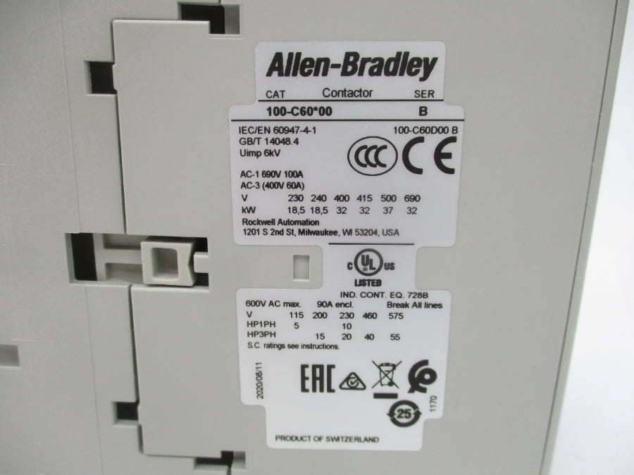 INDUSTRIAL SPARE PART 100-C60D00 SER. B 110/120V 100A (BR/WH) NSMP