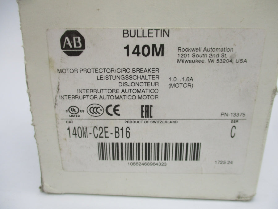 ALLEN BRADLEY 140M-C2E-B16 SER. C 690V 1.0-1.6A (WH) NSMP