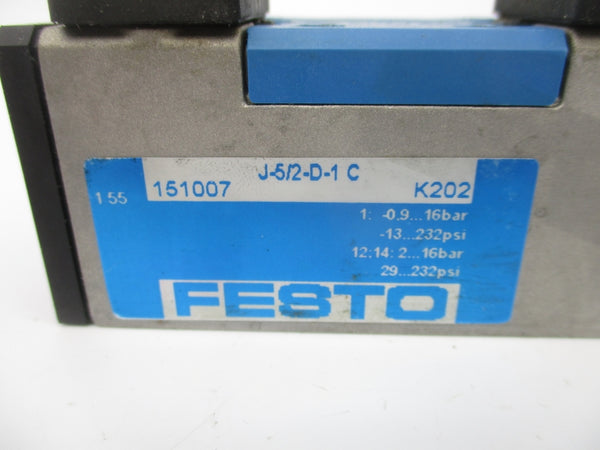 FESTO J-5/2-D-1C 151007 -13-232PSI UNMP