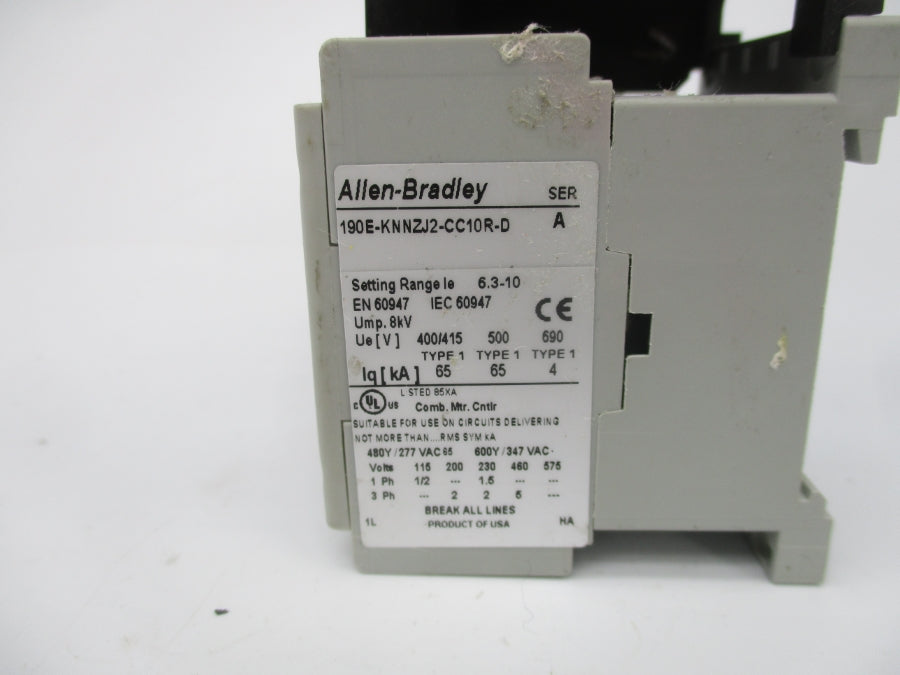 ALLEN BRADLEY 190E-KNNZJ2-CC10R-D SER. A 690V 6.3-10A UNMP