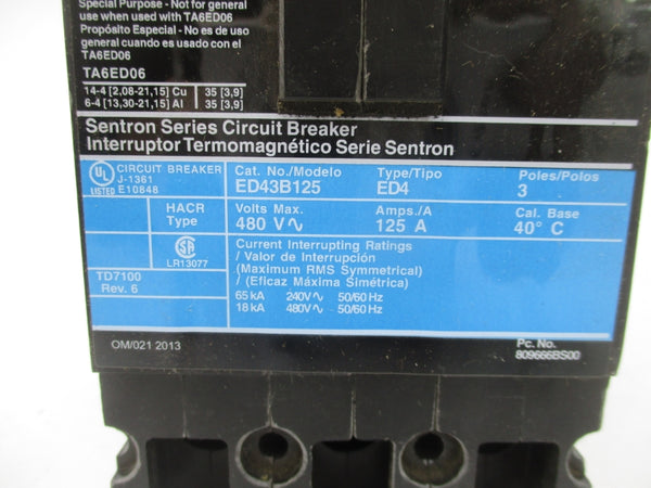 SIEMENS MBKED3125 480V 125A NSMP