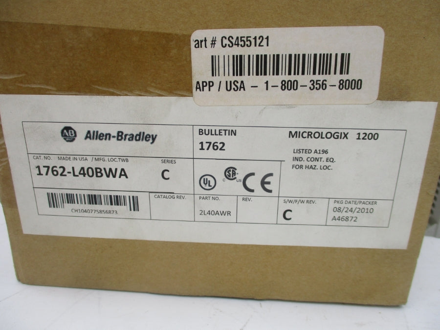ALLEN BRADLEY 1762-L40BWA SER. C F/W 9 100-240VAC REV. F NSMP