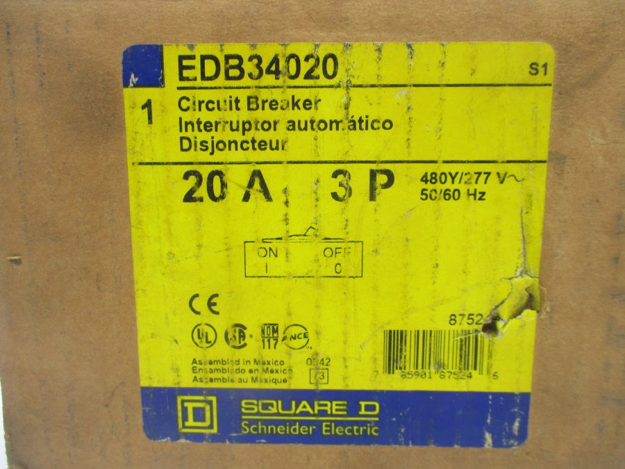 SQUARE D EDB34020 SER. 3 480/277V 20A NSMP