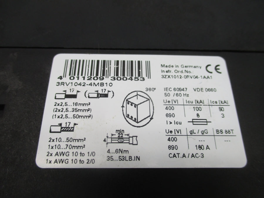 SIEMENS 3RV1042-4MB10 690V 80-100A NSMP