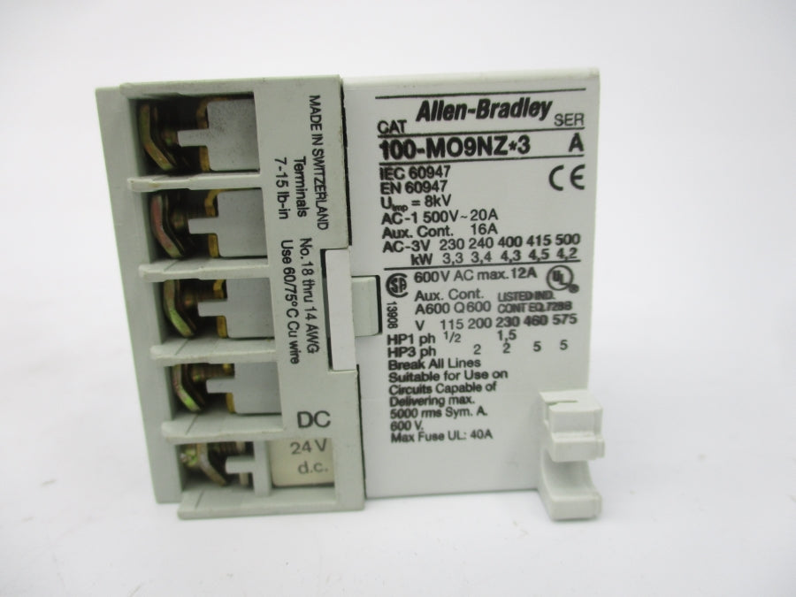 ALLEN BRADLEY 100-M09NZ243S SER. A 24VDC (BR/WH) NSMP