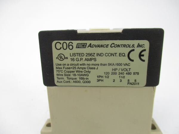 ADVANCE CONTROLS 130003 C06.310-460 460VAC NSMP