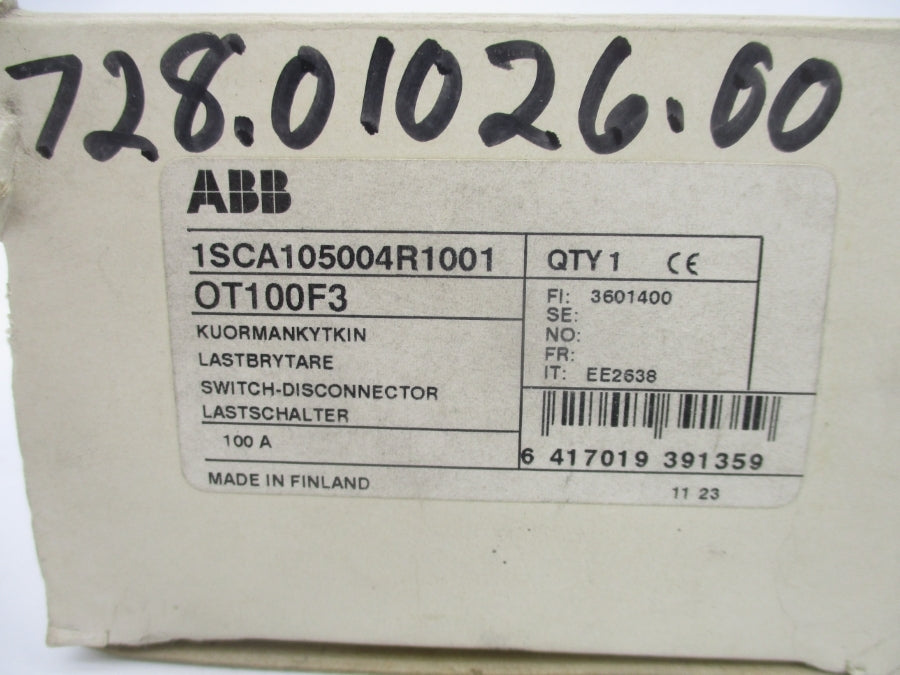 ABB 1SCA105004R1001 OT100F3 600VAC 100A NSMP
