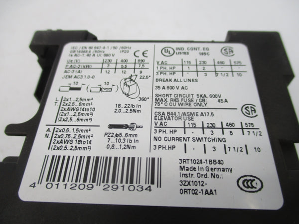 SIEMENS 3RT1024-1BB40 24VDC NSMP