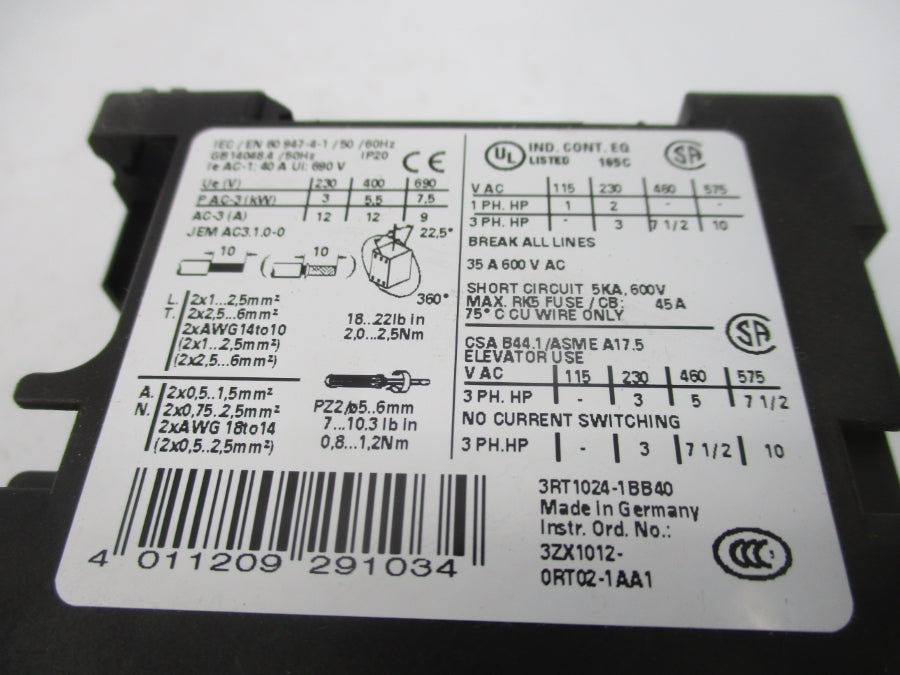 SIEMENS 3RT1024-1BB40 24VDC NSMP