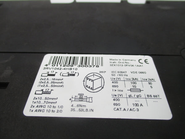 SIEMENS 3RV1042-4HB10 690V 36-50A NSMP