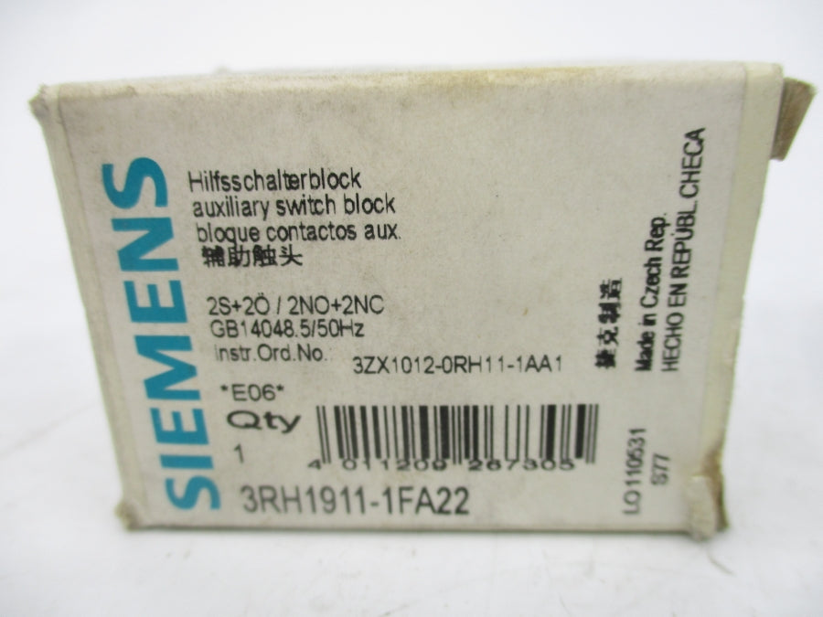 SIEMENS 3RH1911-1FA22 240V 10A NSMP