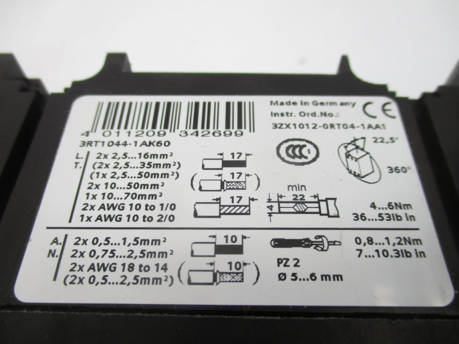 SIEMENS 3RT1044-1AK60 110/120V NSMP