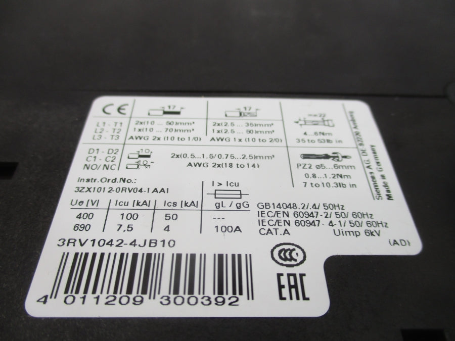 SIEMENS 3RV1042-4JB10 690V 45-63A NSMP